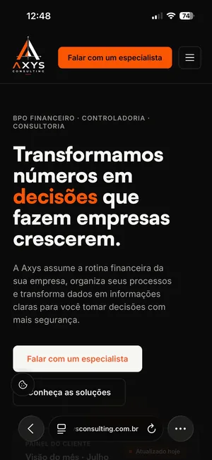 Mesmo site no celular