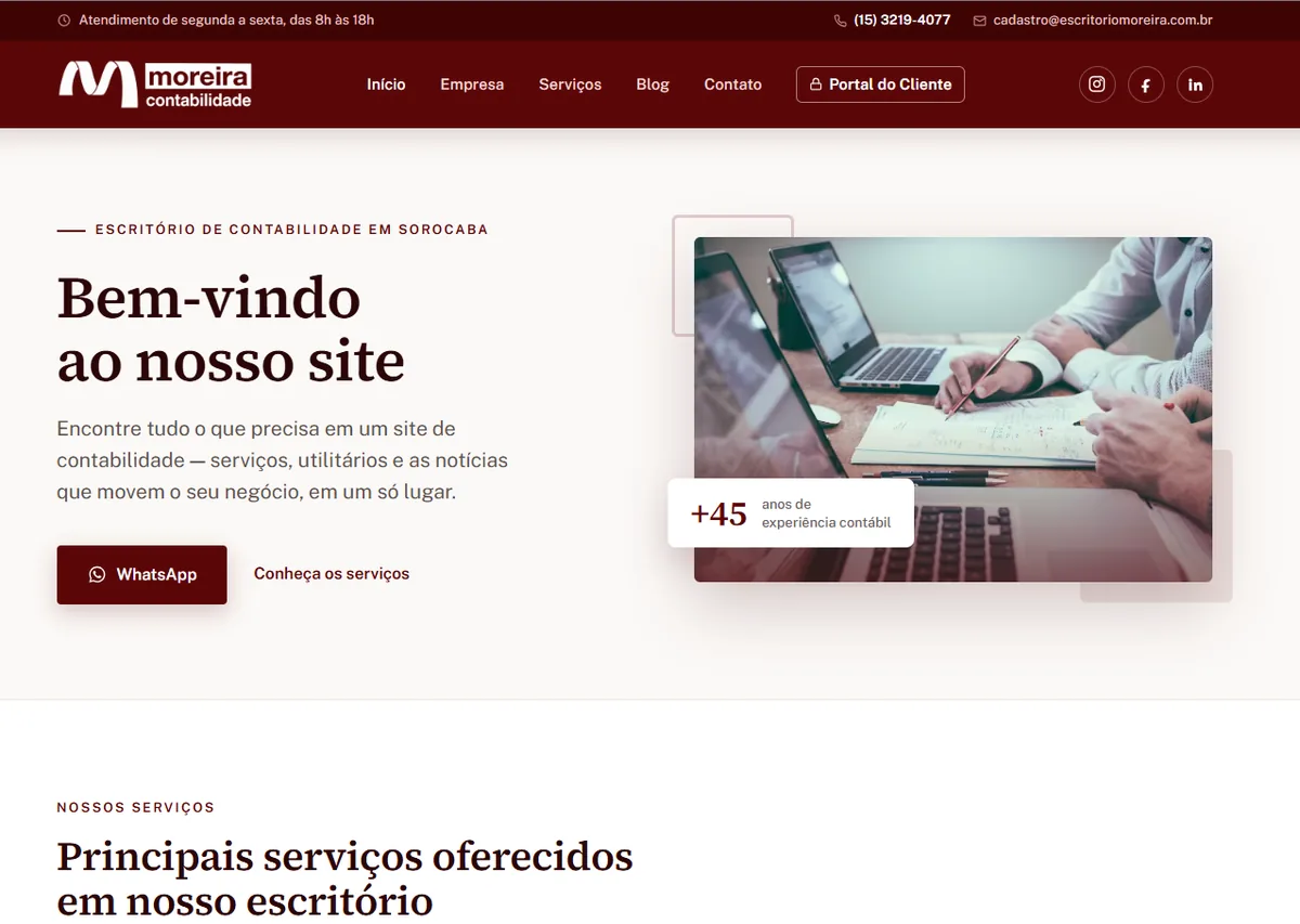 Site de Moreira Contabilidade no desktop